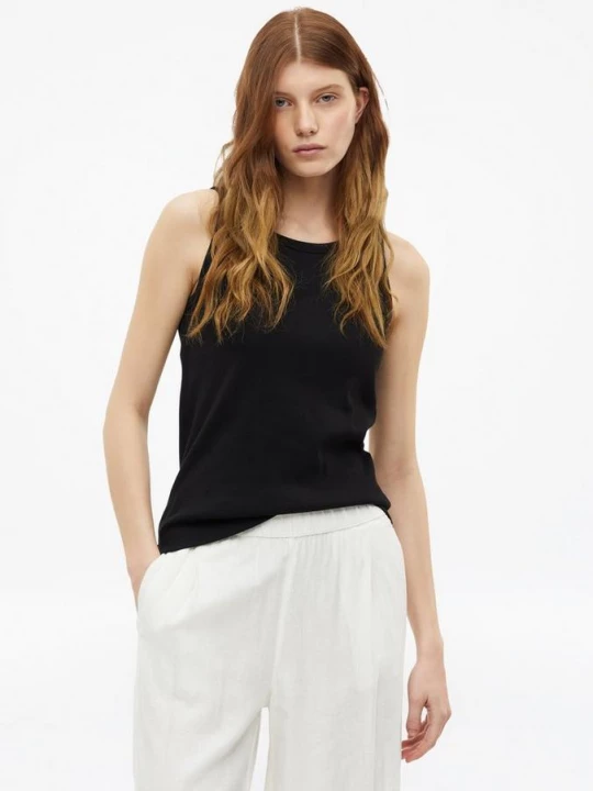 Foto van product Geribde slim fit top met borduursel s.Oliver zwart