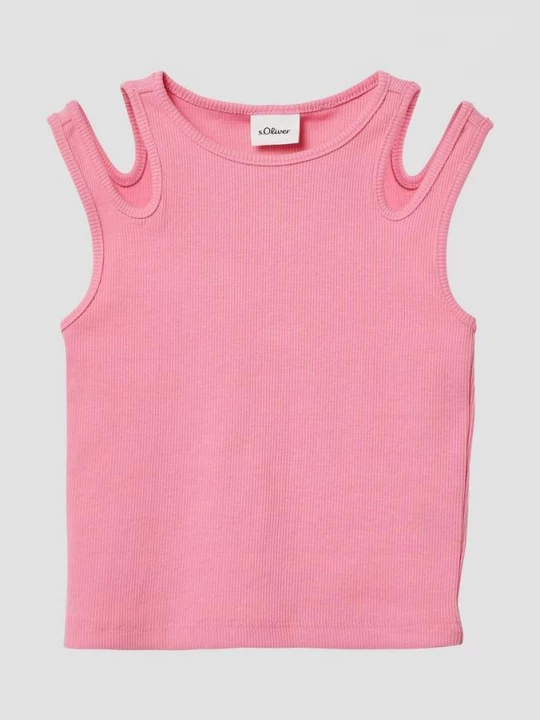 Foto van product Geribde tanktop met cut-outs s.Oliver roze