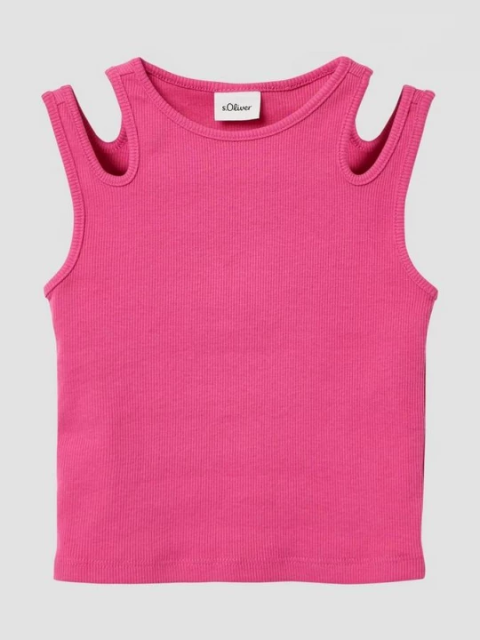 Foto van product Geribde tanktop met cut-outs s.Oliver roze