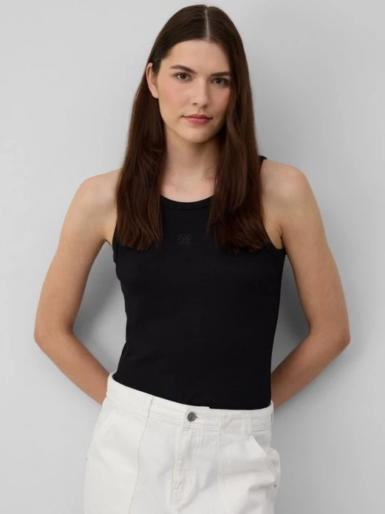 Foto van product Geribde top met een slim fit en borduursel s.Oliver zwart