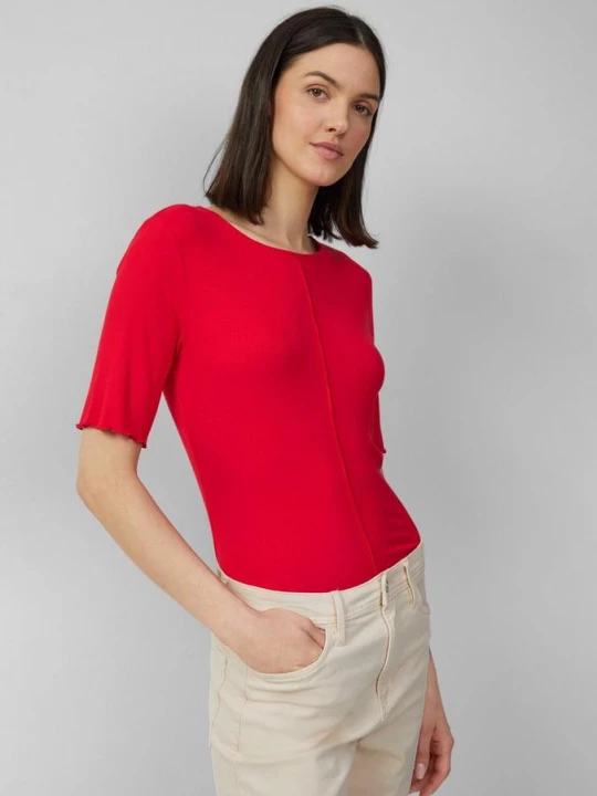 Foto van product Geribdshirt in een slim fit met naaddetail s.Oliver rood