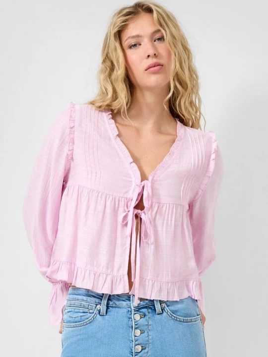 Foto van product Geruffelde blouse QS roze