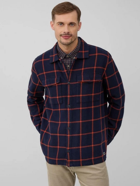 Foto van product Geruit overhemd met Kent-kraag en borstzakken s.Oliver blauw
