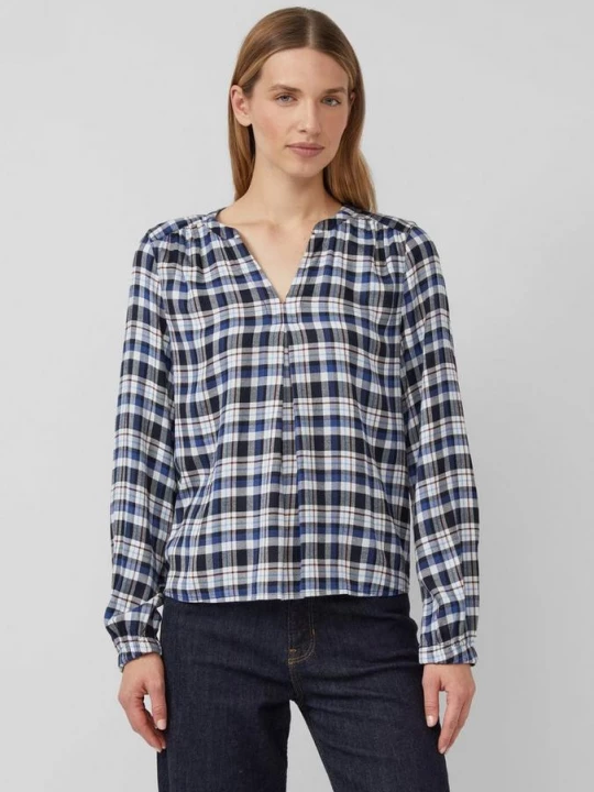 Foto van product Geruite blouse met plooidetail en elastische manchetten s.Oliver