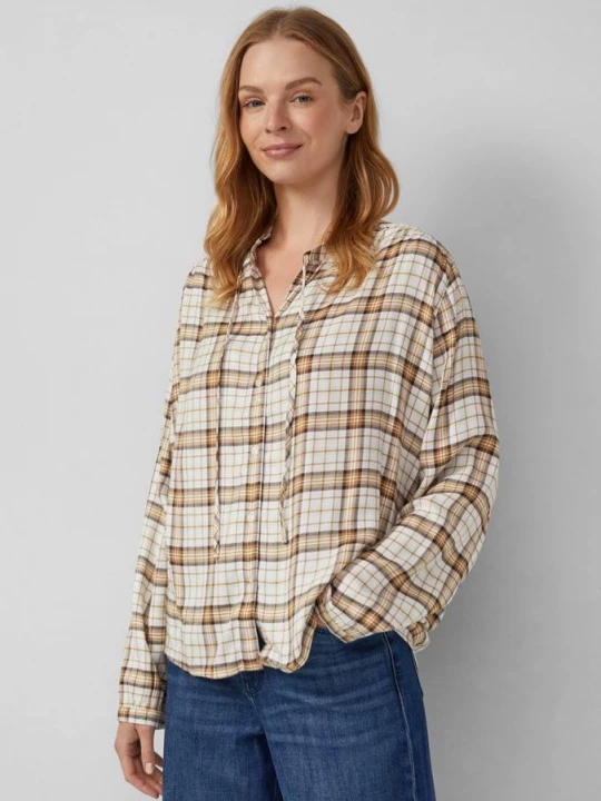 Foto van product Geruite overhemdblouse in een ontspannen pasvorm met een volantkraag s.Oliver