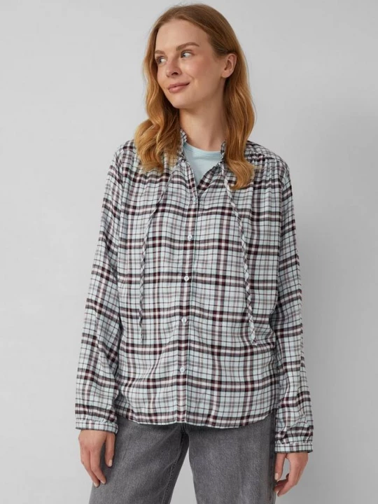 Foto van product Geruite overhemdblouse in een ontspannen pasvorm met een volantkraag s.Oliver