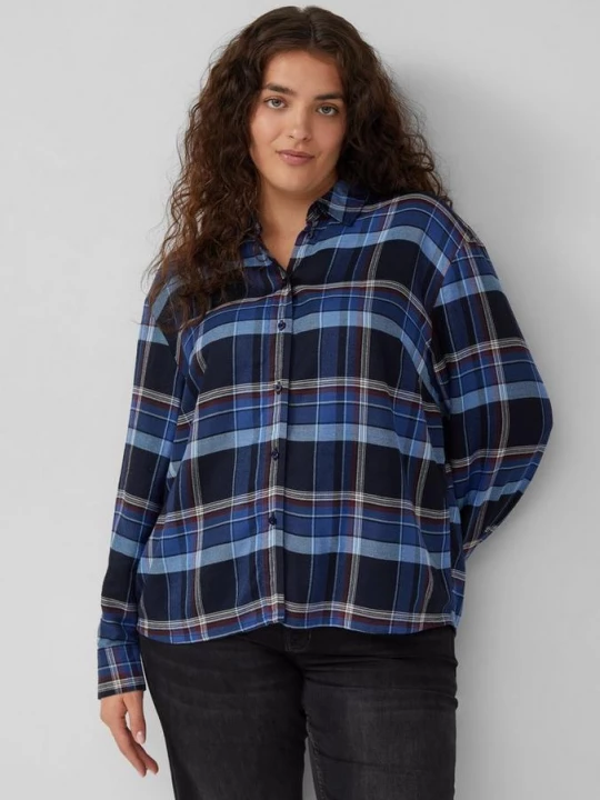 Foto van product Geruite overhemdblouse met rimpels aan de achterkant s.Oliver blauw