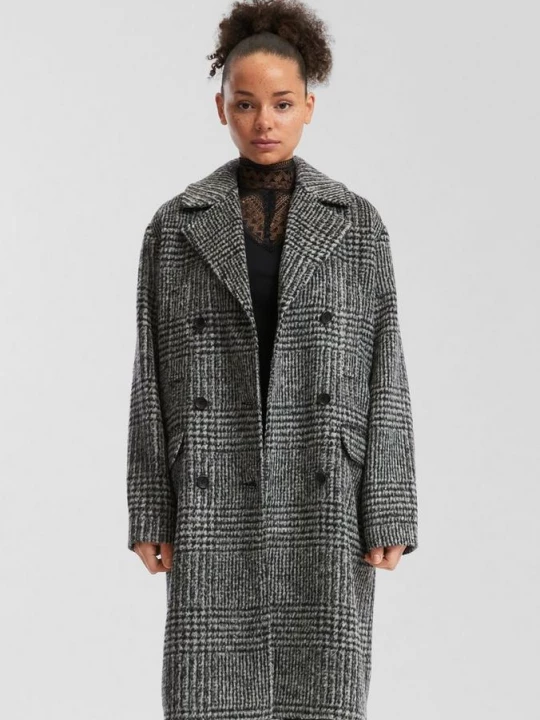 Foto van product Geruite oversized jas in een wollen look QS zwart