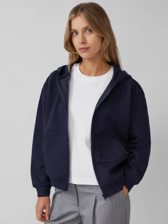 Foto van product Geruwd sweatshirt jack met borduursel s.Oliver blauw