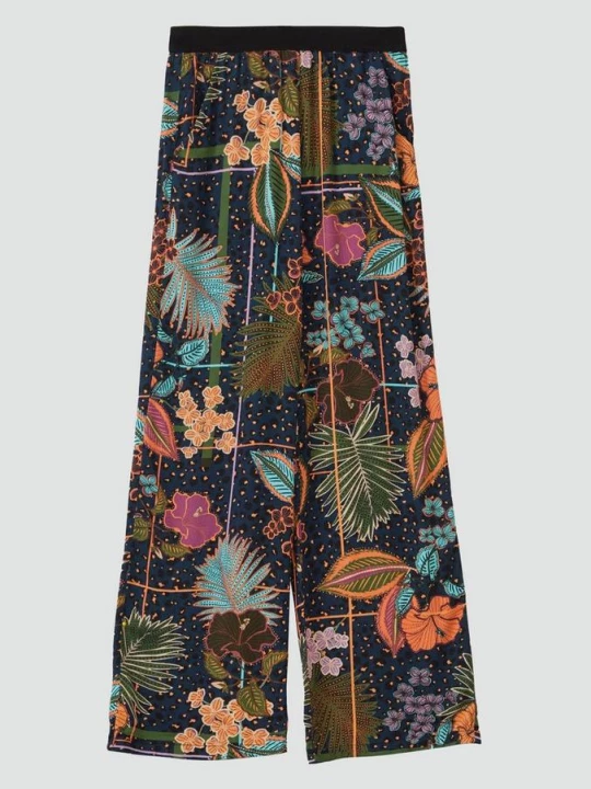 Foto van product Gesatineerde broek met een loose fit, elastische band en print all-over s.Oliver