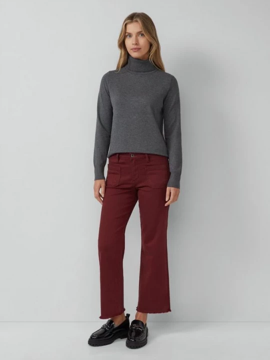 Foto van product Gesneden jeans / slim fit / halfhoog / wijduitlopende pijpen / open zoom s.Oliver rood