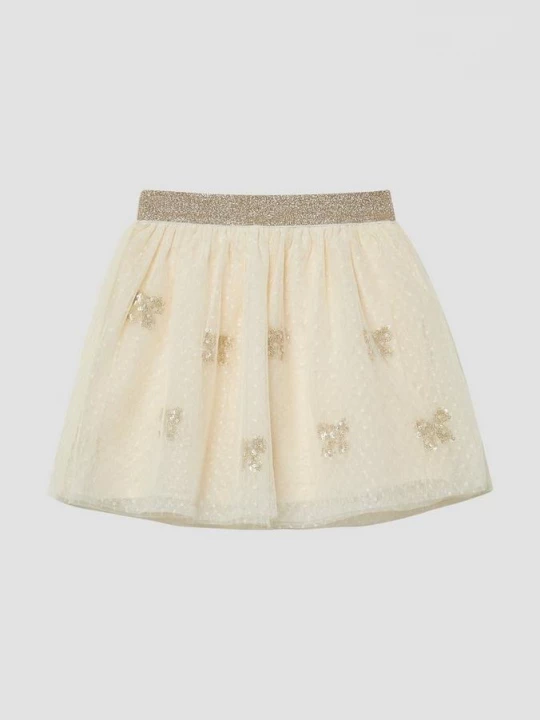 Foto van product Gestippelde rok van mesh met glitter tailleband en pailletten s.Oliver beżowy