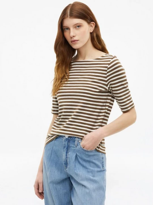 Foto van product Gestreept overhemd met halve mouwen in slim fit met vlamgaren s.Oliver