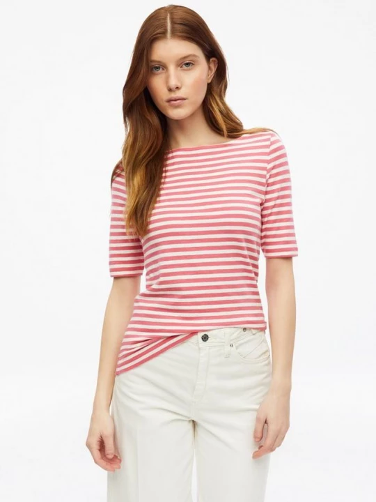 Foto van product Gestreept overhemd met halve mouwen in slim fit met vlamgaren s.Oliver