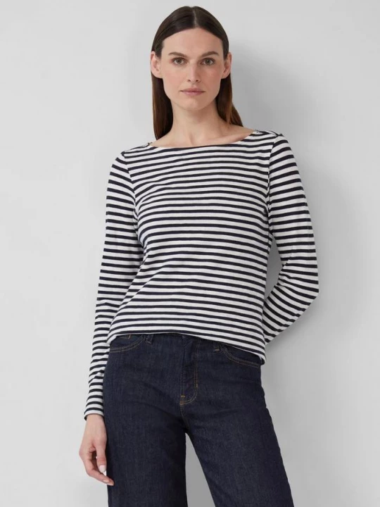 Foto van product Gestreept shirt met lange mouwen van vlamgaren met boothals s.Oliver