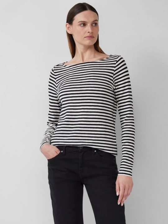 Foto van product Gestreept shirt met lange mouwen van vlamgaren met boothals s.Oliver