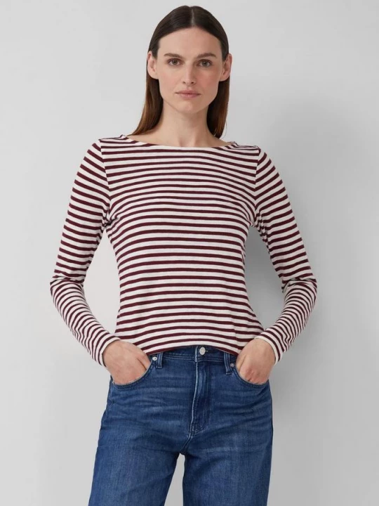Foto van product Gestreept shirt met lange mouwen van vlamgaren met boothals s.Oliver