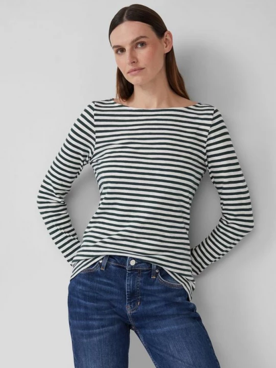 Foto van product Gestreept shirt met lange mouwen van vlamgaren met boothals s.Oliver