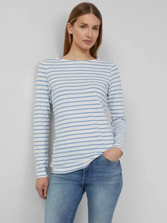 Foto van product Gestreept shirt met lange mouwen van vlamgaren met boothals s.Oliver