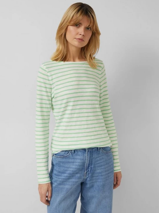 Foto van product Gestreept shirt met lange mouwen van vlamgaren met boothals s.Oliver