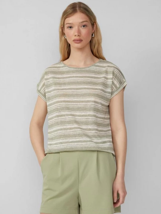 Foto van product Gestreept shirt van een viscosemix QS groen