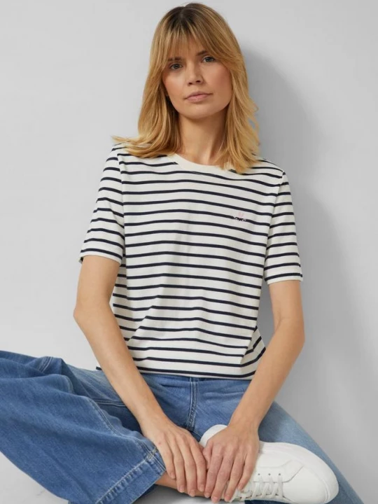 Foto van product Gestreept tricot T-shirt met hartjesborduursel s.Oliver