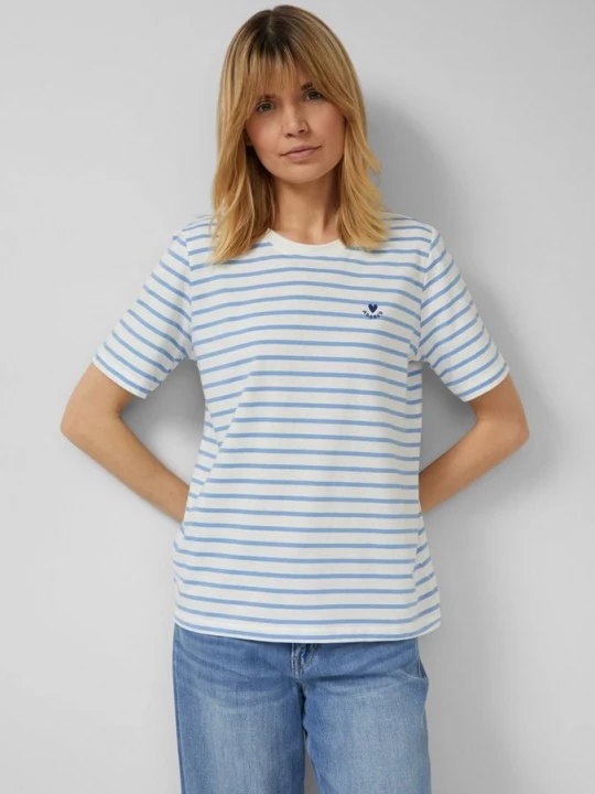 Foto van product Gestreept tricot T-shirt met hartjesborduursel s.Oliver