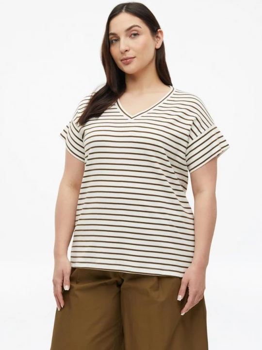 Foto van product Gestreept tricot T-shirt met V-hals s.Oliver