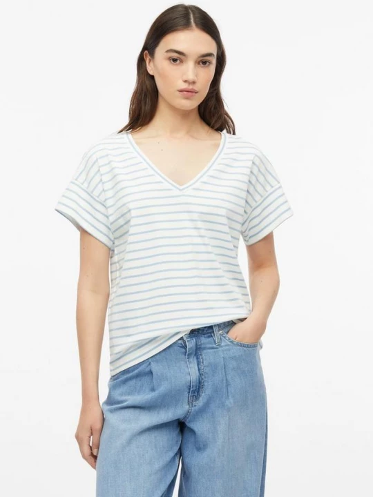 Foto van product Gestreept tricot T-shirt met V-hals s.Oliver