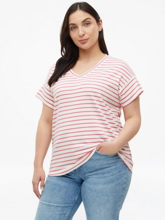 Foto van product Gestreept tricot T-shirt met V-hals s.Oliver