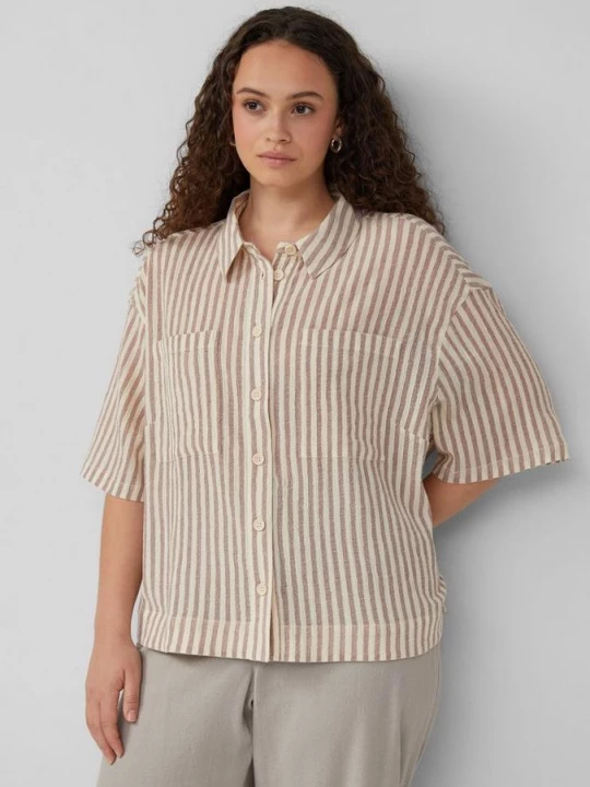 Foto van product Gestreepte blouse in een loose fit QS paars