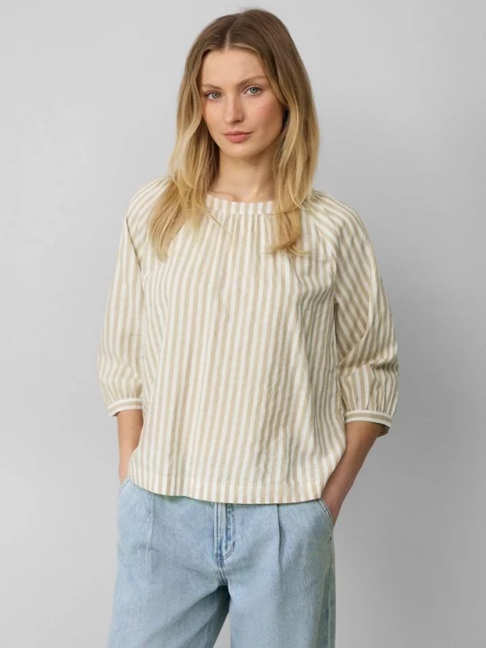 Foto van product Gestreepte blouse met plooien en een strik s.Oliver beżowy