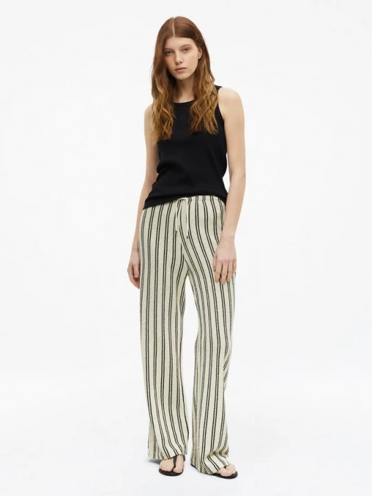 Foto van product Gestreepte broek met wijde pijpen in een gebreide look s.Oliver beżowy