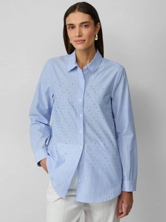 Foto van product Gestreepte overhemdblouse met strassteentjes s.Oliver blauw