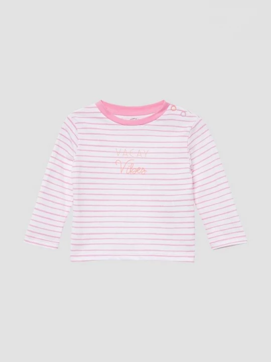Foto van product Gestreepte uniseks longsleeve met print op de voorkant s.Oliver