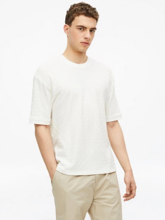 Foto van product Gestructureerd jacquard T-shirt in een moderne pasvorm s.Oliver crème