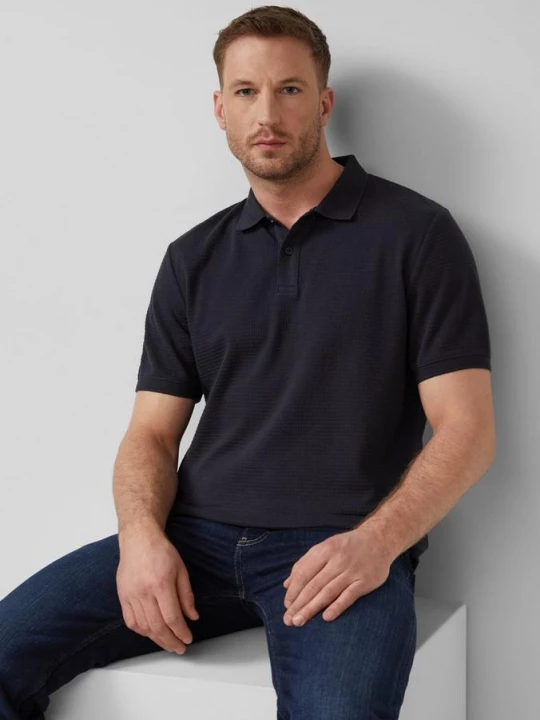 Foto van product Gestructureerd katoenen poloshirt met manchetten s.Oliver blauw
