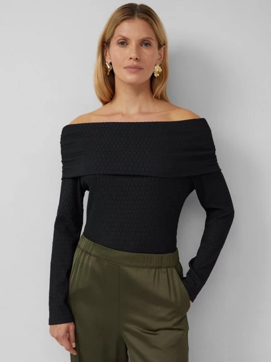 Foto van product Gestructureerd off-shoulder shirt in een slanke pasvorm s.Oliver zwart