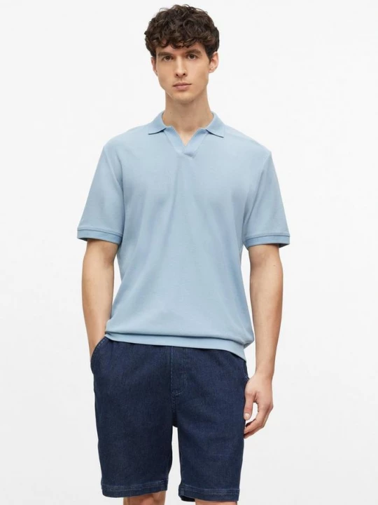 Foto van product Gestructureerd poloshirt met boorden s.Oliver blauw
