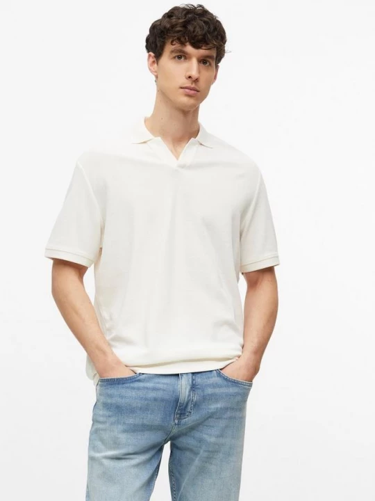 Foto van product Gestructureerd poloshirt met boorden s.Oliver wit