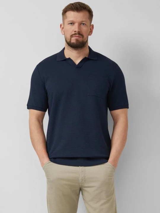Foto van product Gestructureerd poloshirt met borstzak s.Oliver blauw