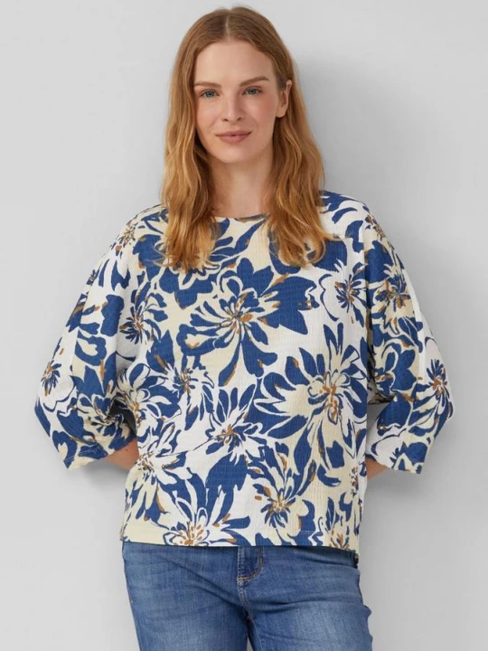 Foto van product Gestructureerd shirt met 3 / 4 vleermuismouwen en all-over print s.Oliver