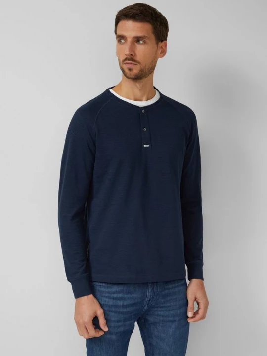 Foto van product Gestructureerd shirt met lange mouwen en henley halslijn s.Oliver blauw