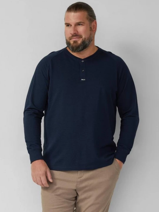 Foto van product Gestructureerd shirt met lange mouwen en henley halslijn s.Oliver blauw