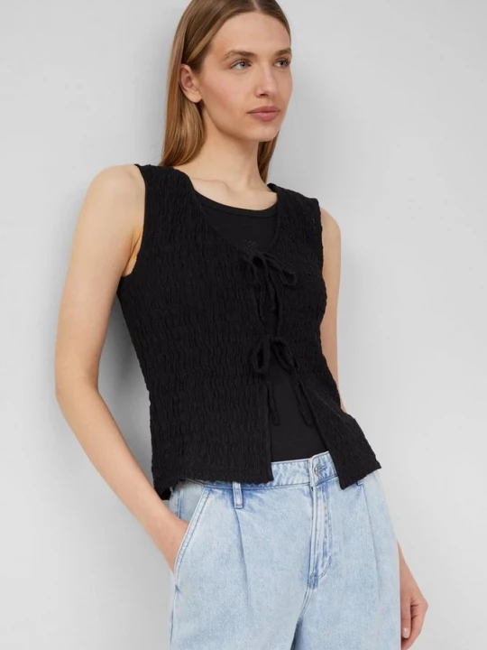 Foto van product Gestructureerd slim-fit vest van katoenmix s.Oliver zwart