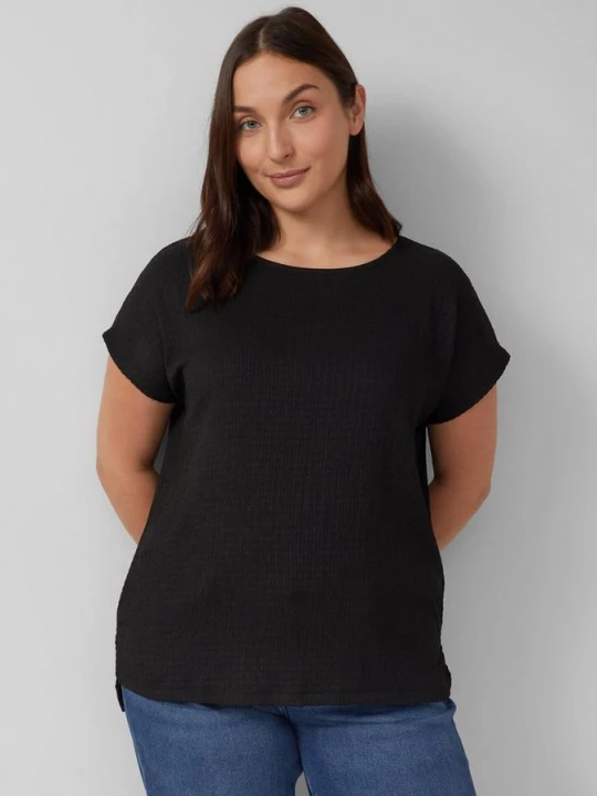 Foto van product Gestructureerd T-shirt in een ontspannen pasvorm met boothals s.Oliver zwart