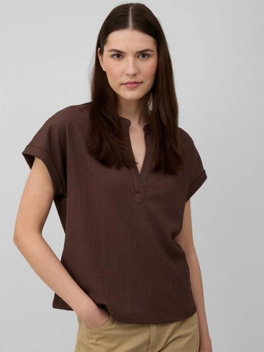 Foto van product Gestructureerd T-shirt in een relaxed fit met V-hals s.Oliver bruin