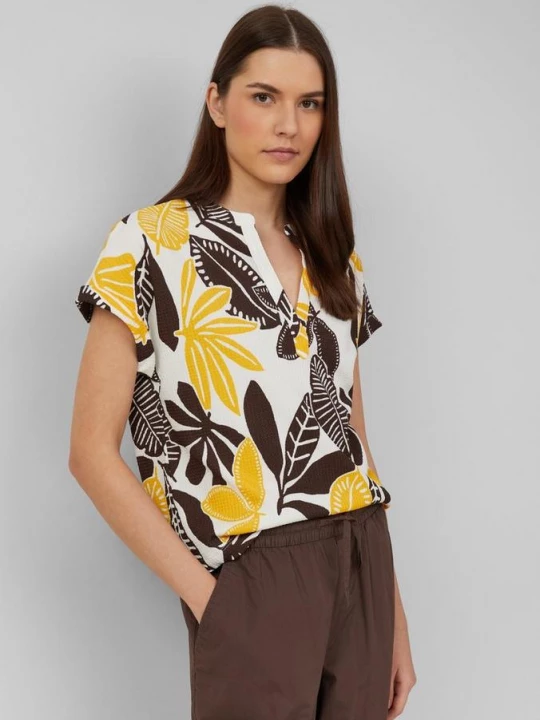 Foto van product Gestructureerd T-shirt in een relaxed fit met V-hals s.Oliver crème