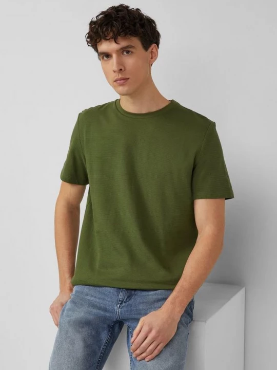 Foto van product Gestructureerd T-shirt van katoenmix s.Oliver olijfgroen