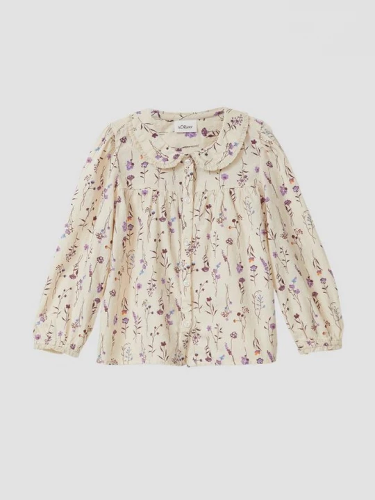 Foto van product Gestructureerde A-vormige blouse met een pofkraag en kant s.Oliver crème